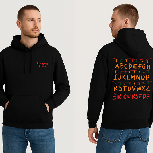Alphabet Lights Cursed Oversized Hoodie – Retro Mystery Unisex Streetwear