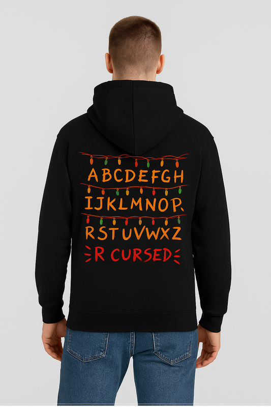 Alphabet Lights Cursed Oversized Hoodie – Retro Mystery Unisex Streetwear